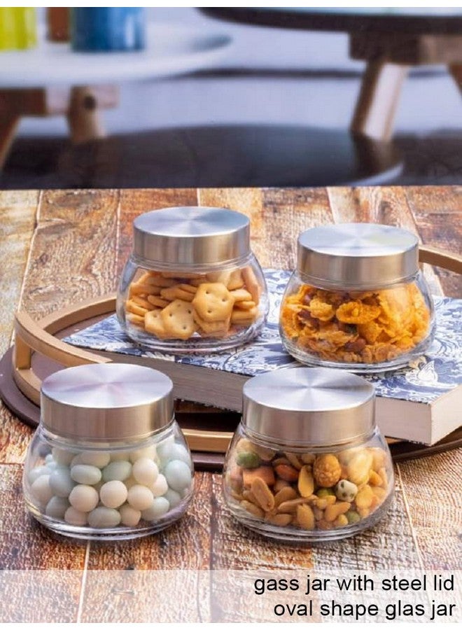 Brezzycloud Oval Shape Spice Glass Jars With Rustproof Steel Airtight Lid, Suitable To Use In Your Home Office, Kitchen Storage/Glass Jars (300Ml, Set Of 8, Transparent) - Image 2
