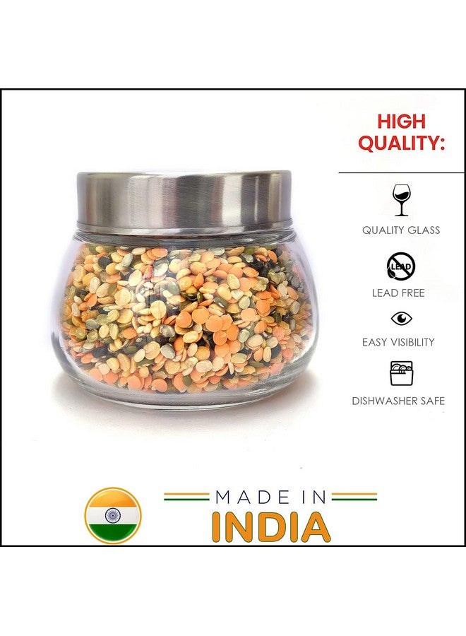 Brezzycloud Oval Shape Spice Glass Jars With Rustproof Steel Airtight Lid, Suitable To Use In Your Home Office, Kitchen Storage/Glass Jars (300Ml, Set Of 8, Transparent) - Image 5