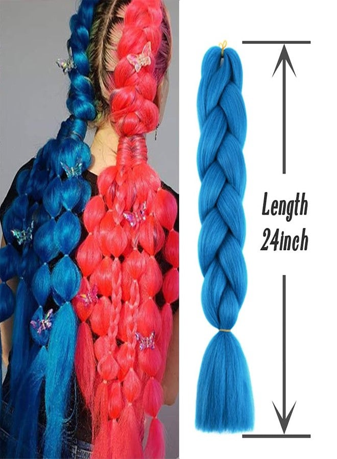 HANSAMU Red Blue Ombre Jumbo Colored Hair Extensions for Braiding for Women High-Temperature Synthetic Twist Box Braids Crochet Braids Braiding Hair - Image 5