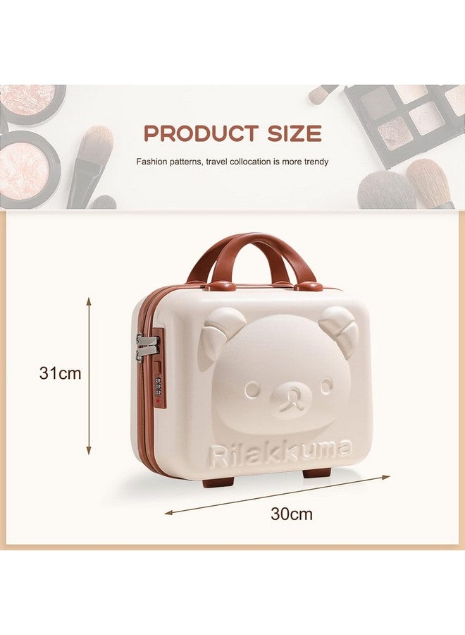 جيكرينا حقيبة سفر مكياج لطيفة محمولة، حقيبة سفر صغيرة لحمل المكياج مع شريط مطاطي، حقيبة مستحضرات تجميل صغيرة صلبة للسفر والتخييم للنساء والفتيات [وجه دب مطبوع بلون كريمي] - Image 2