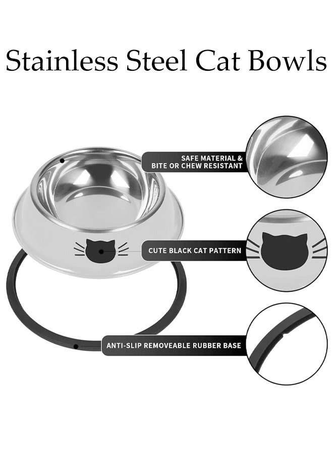 DUNISO وعاء قطط من الفولاذ المقاوم للصدأ، 2 قطعة وعاء قطط لتقديم الطعام والماء، وعاء تغذية غير قابل للانزلاق مع قاعدة مطاطية للقطط الداخلية والكلاب الصغيرة - Image 5