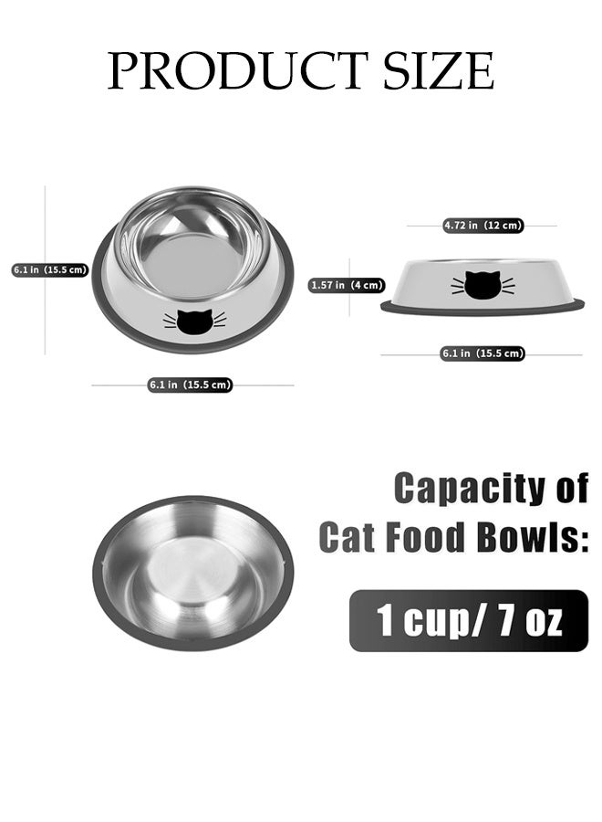 DUNISO وعاء قطط من الفولاذ المقاوم للصدأ، 2 قطعة وعاء قطط لتقديم الطعام والماء، وعاء تغذية غير قابل للانزلاق مع قاعدة مطاطية للقطط الداخلية والكلاب الصغيرة - Image 2