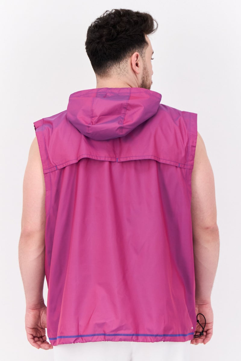 Adidas Men Sportswear Fit Sleeveless Training Hooded Vest, Purple  - Image 4