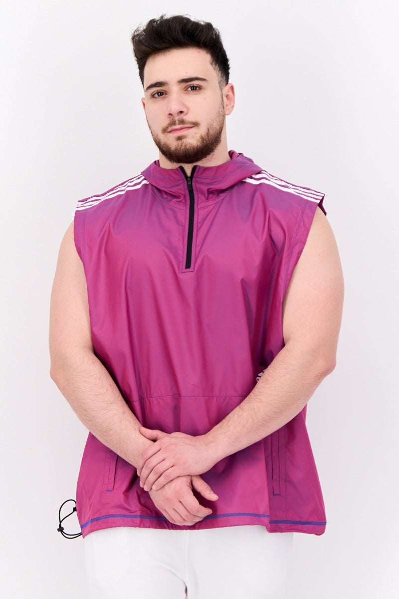 Adidas Men Sportswear Fit Sleeveless Training Hooded Vest, Purple  - Image 1