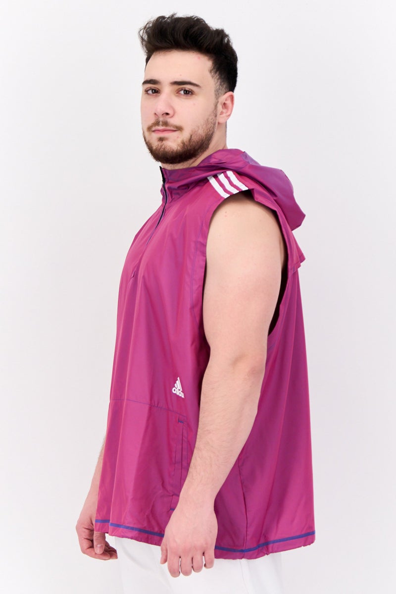 Adidas Men Sportswear Fit Sleeveless Training Hooded Vest, Purple  - Image 3