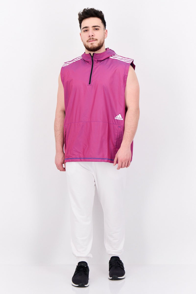 Adidas Men Sportswear Fit Sleeveless Training Hooded Vest, Purple  - Image 2