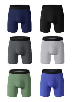 JOLLY Men's 6-Pack Boxer Briefs - Mid-Rise, Anti-Chafing Stretch Cotton, Breathable Sports Briefs in Multiple Colors (Black/Blue/Navy/Army Green/Grey/Light Grey) - Available in XXL  - Image 1