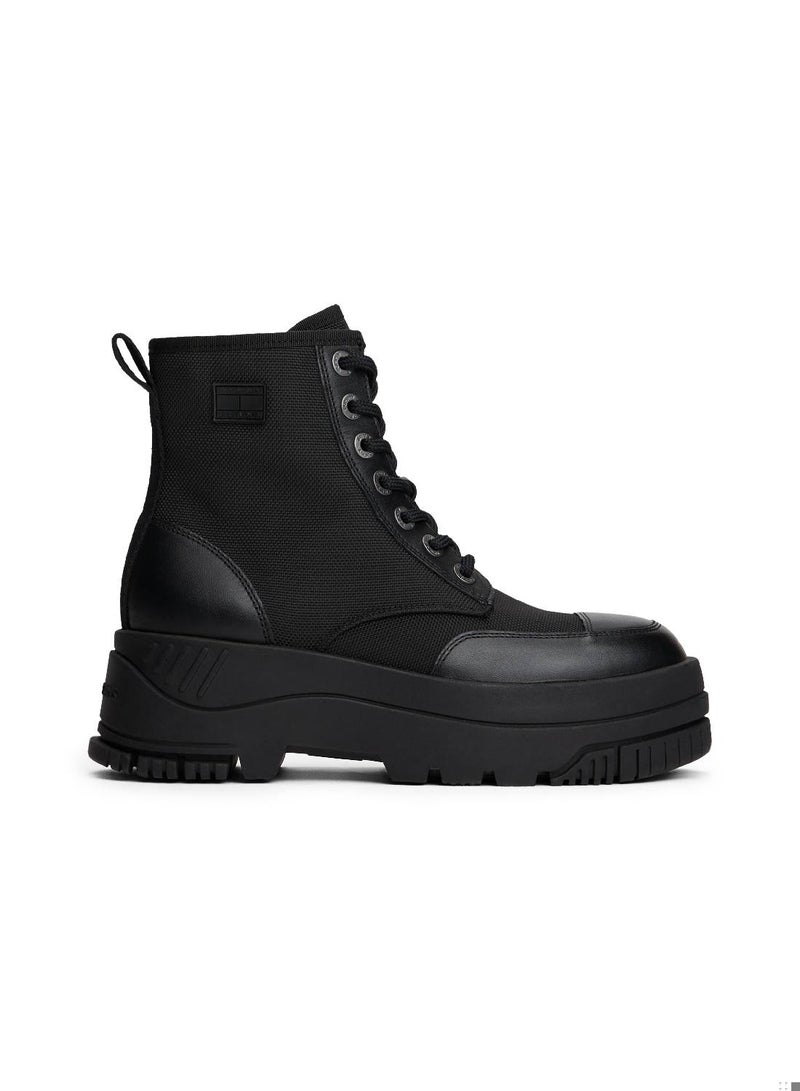 TOMMY JEANS Lace Up Flatform Mid Boots - Image 1