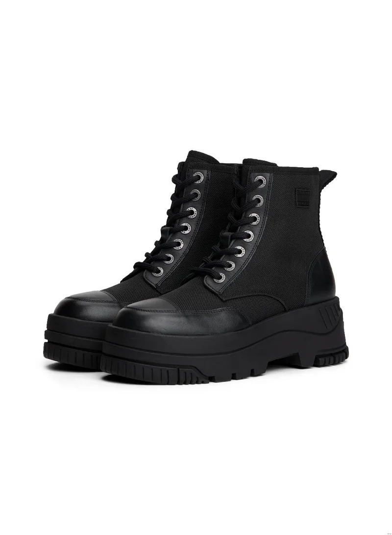 TOMMY JEANS Lace Up Flatform Mid Boots