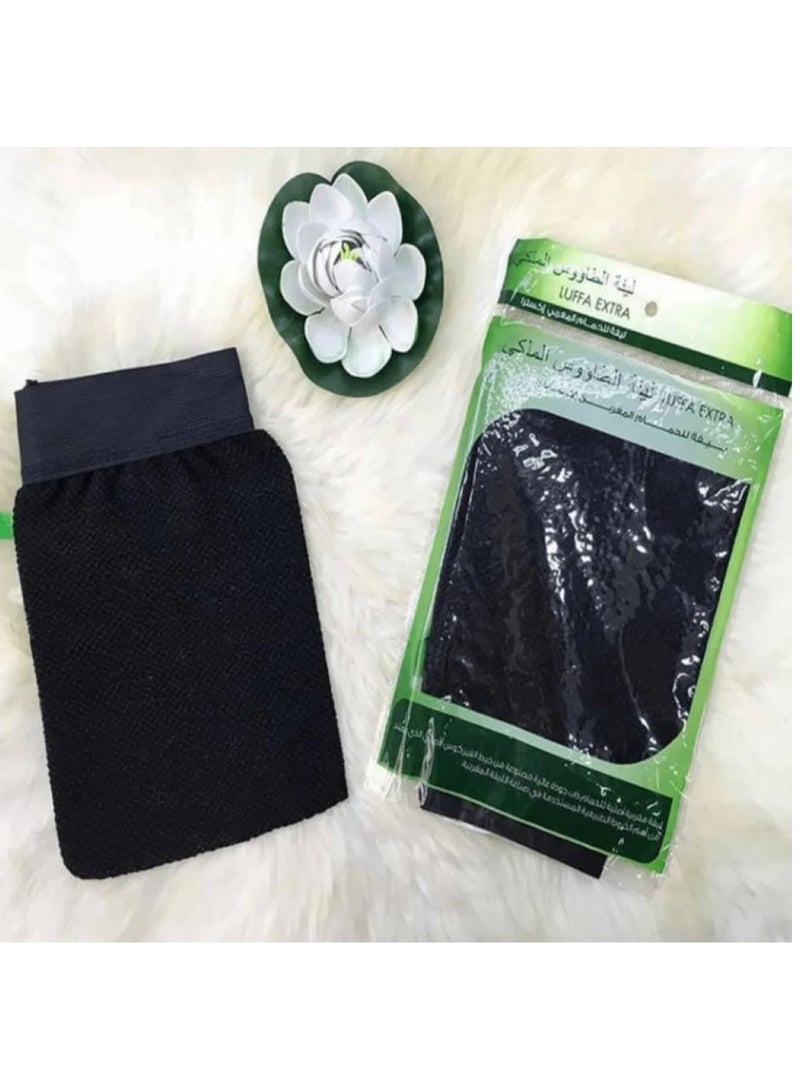 Taous Moroccan Luffa Bath Gloves Regular Black - Image 2
