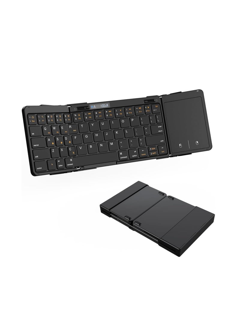 general Foldable Wireless Keyboard with Touchpad, Bluetooth Travel Keyboard Supports Multi-Device Connection, Full-Size Portable Keyboard for Windows/iOS/Android/Mac, Can be Locked into a Regular Keyboard - Image 1