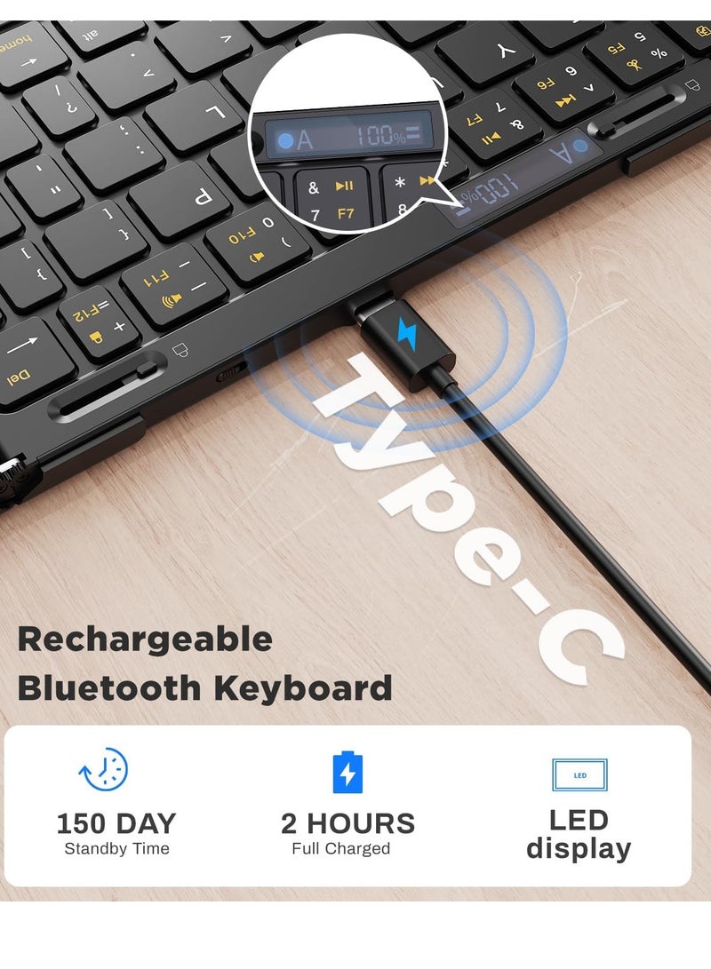 general Foldable Wireless Keyboard with Touchpad, Bluetooth Travel Keyboard Supports Multi-Device Connection, Full-Size Portable Keyboard for Windows/iOS/Android/Mac, Can be Locked into a Regular Keyboard - Image 5