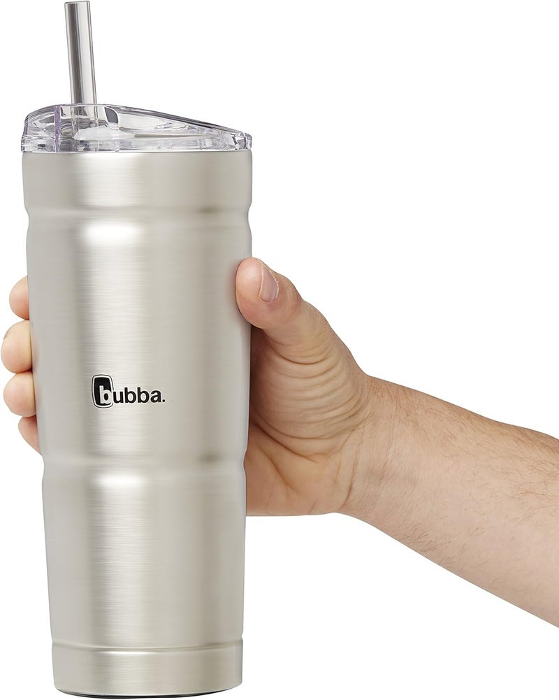 Bubba Envy Stainless Steel Tumbler with Straw, Stainless Steel with Clear Lid, 24oz - Image 1