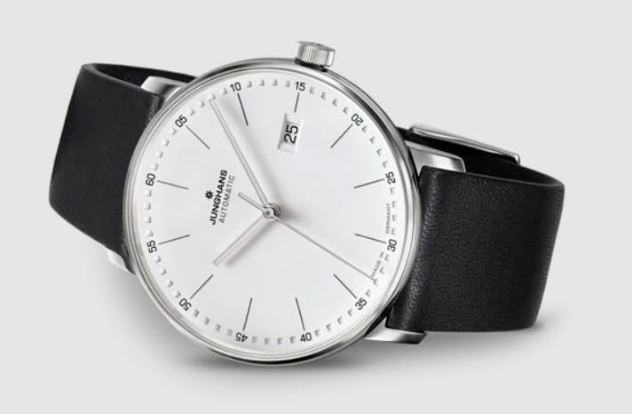 JUNGHANS Men's Form A Matte Silver Dial Black Leather Strap Automatic Watch 027/4730.00 - Image 4
