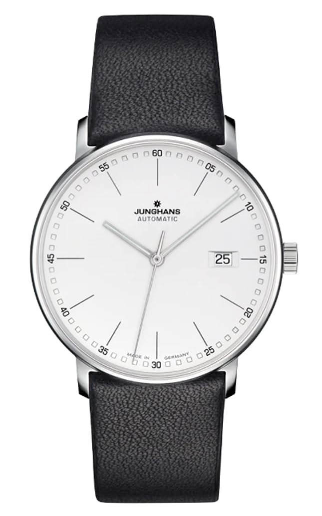 JUNGHANS Men's Form A Matte Silver Dial Black Leather Strap Automatic Watch 027/4730.00 - Image 1