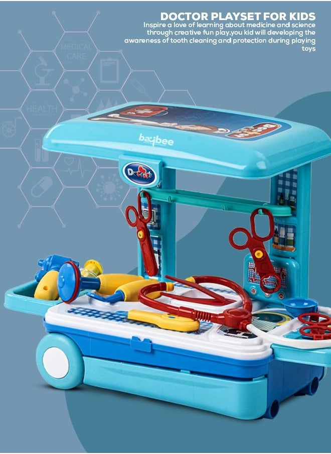 BAYBEE - 3 In 1 Trolley Kids Doctor Set For Kids With Medical Play Set Accessories Doctor Playset Pretend Play Toys Pretend Role Play Toys Medical Doctor Play Set Toy For Kids 2+ Years Boys Girls - Image 1