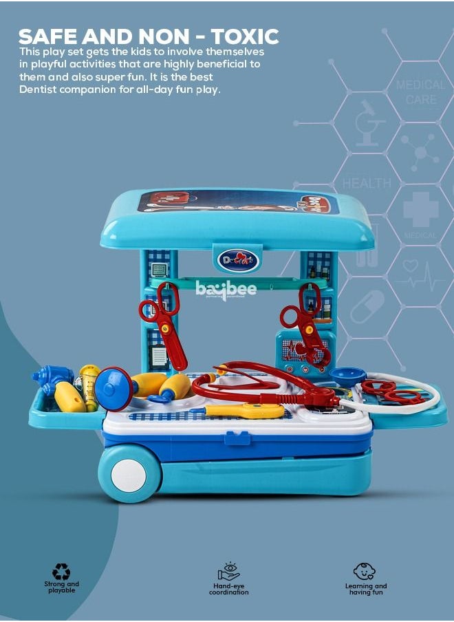 BAYBEE - 3 In 1 Trolley Kids Doctor Set For Kids With Medical Play Set Accessories Doctor Playset Pretend Play Toys Pretend Role Play Toys Medical Doctor Play Set Toy For Kids 2+ Years Boys Girls - Image 1