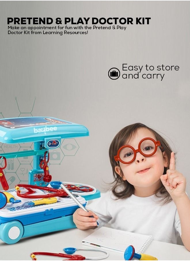 BAYBEE - 3 In 1 Trolley Kids Doctor Set For Kids With Medical Play Set Accessories Doctor Playset Pretend Play Toys Pretend Role Play Toys Medical Doctor Play Set Toy For Kids 2+ Years Boys Girls - Image 1