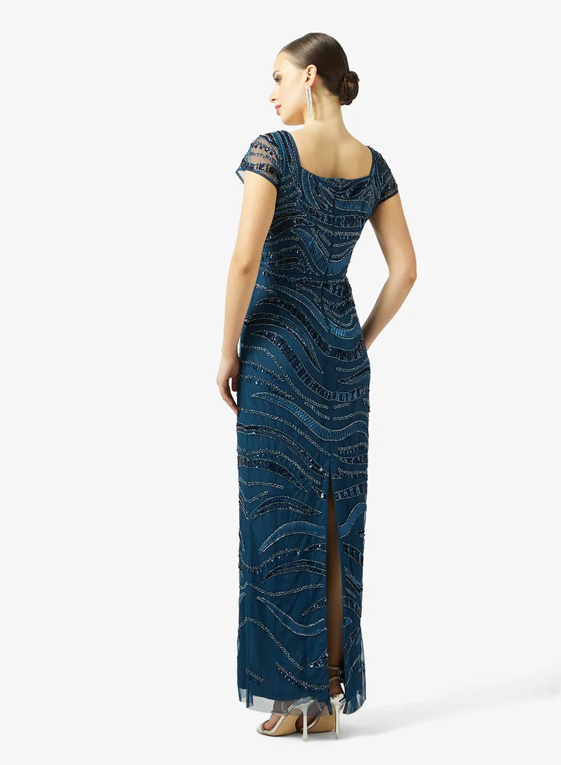 Adrianna Papell Bead Column Long Dress