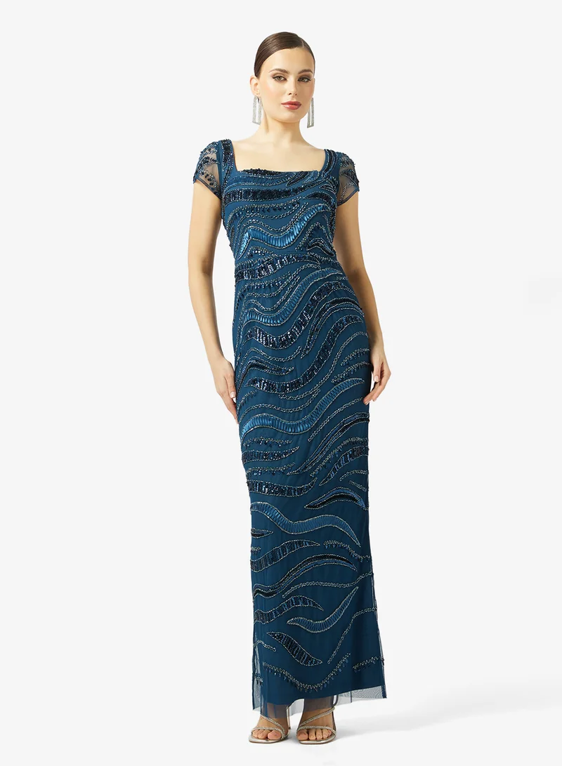 Adrianna Papell Bead Column Long Dress