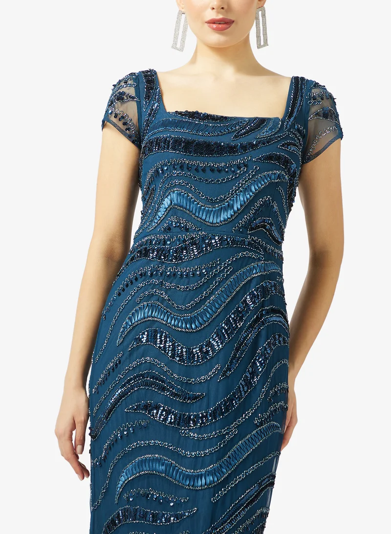 Adrianna Papell  Bead Column Long Dress for Women | Best Price UAE
