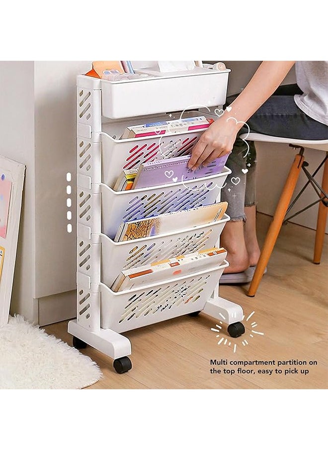 Arabest - 6-Layer Rolling Utility Cart Multifunctional Movable Storage Bookshelf Classroom Desk Bookshelf Suitable for Study Office Kitchen Living Room Classroom 39*19*16cm - Image 1