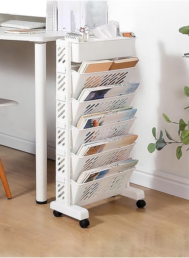 Arabest - 6-Layer Rolling Utility Cart Multifunctional Movable Storage Bookshelf Classroom Desk Bookshelf Suitable for Study Office Kitchen Living Room Classroom 39*19*16cm - Image 1