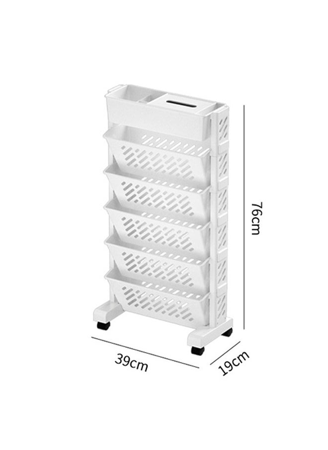 Arabest - 6-Layer Rolling Utility Cart Multifunctional Movable Storage Bookshelf Classroom Desk Bookshelf Suitable for Study Office Kitchen Living Room Classroom 39*19*16cm - Image 1