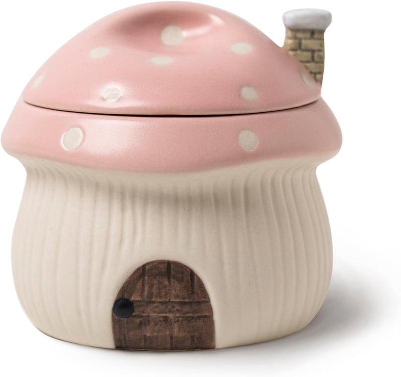 RESVUGA French Onion Soup Bowl with Lid Ramekin Funny Mushroom House Style Novelty Bowl Lava Cakes Creme Brulee Egg cooker With heat dissipation vents 13 oz Pink - Image 1