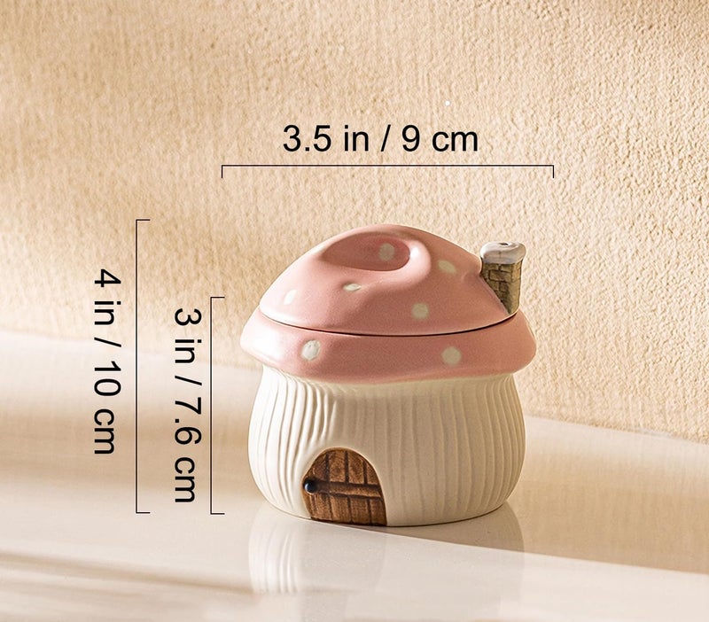 RESVUGA French Onion Soup Bowl with Lid Ramekin Funny Mushroom House Style Novelty Bowl Lava Cakes Creme Brulee Egg cooker With heat dissipation vents 13 oz Pink - Image 4