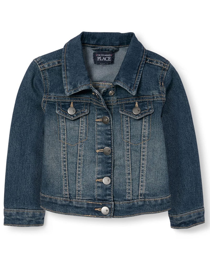 The Children's Place Baby Girls And Toddler Girls Basic Denim Jacket,China Blue,3T - Image 1