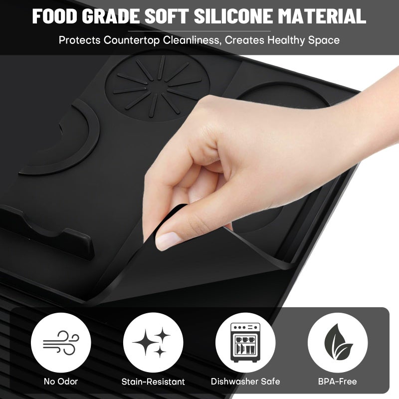 Rolitwils Silicone Coffee Mat Compatible with Ninja Luxe Espresso Coffee Machine ES601/ES701 & Most Home Espresso Machines, 23"x15" Anti-Slip Heat-Resistant | 2-in-1 Design with Raised Edge | | Coffee Bar Mat - Image 4