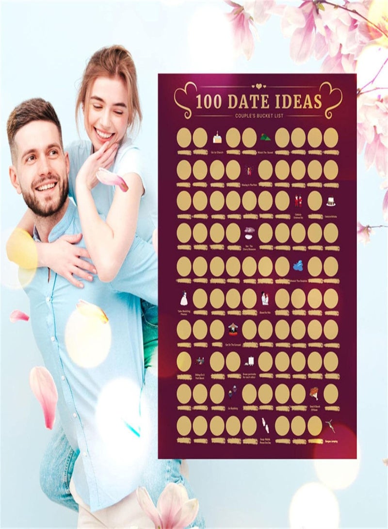 جي جوت ملصق 100 Dates Scratches Off، ملصق قائمة المهام للزوجين، أشياء للقيام بها، هدية لها، هدية خطوبة للزوجين، هدايا الزفاف، ألعاب الأزواج، أفكار ليلة المواعدة، قائمة مرجعية للأرشيف التحفيزي  - Image 3