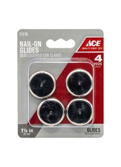 ACE 4-Piece Nylon Nail-On Glides Black and Silver 1.25inch ‎9101/ACE 