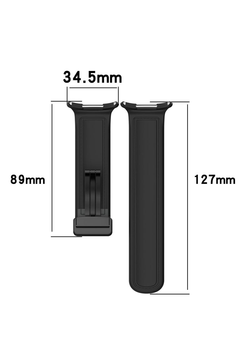 Watch Strap For Samsung Galaxy Watch Ultra 47mm Silicone+ Leather Strap Magnetic Closure Wristband Suitable For Samsung Galaxy Watch Ultra Band (Black)