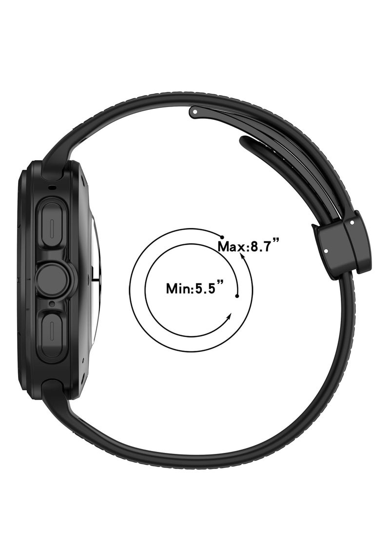Watch Strap For Samsung Galaxy Watch Ultra 47mm Silicone+ Leather Strap Magnetic Closure Wristband Suitable For Samsung Galaxy Watch Ultra Band (Black)