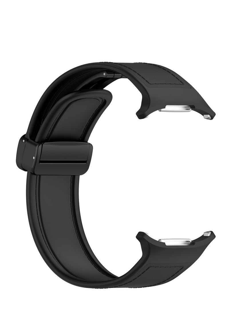 Watch Strap For Samsung Galaxy Watch Ultra 47mm Silicone+ Leather Strap Magnetic Closure Wristband Suitable For Samsung Galaxy Watch Ultra Band (Black)