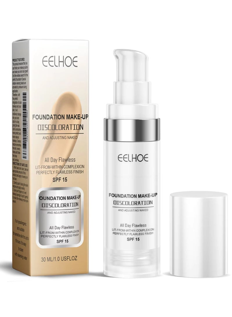 EELHOE 30ml liquid foundation changing color brightening skin tone moisturizing concealer waterproof foundation high coverage makeup cosmetics - Image 1