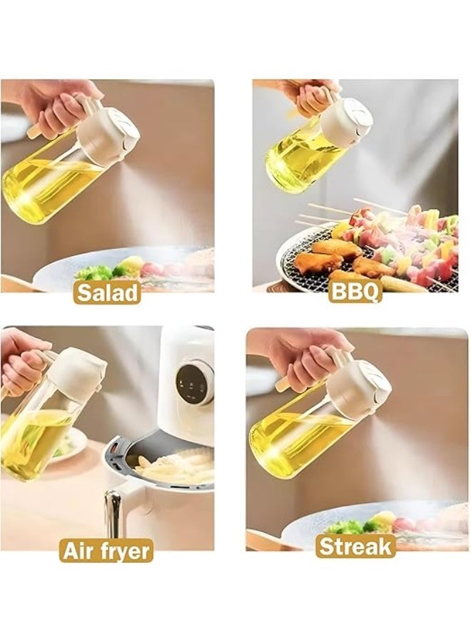 DUNISO 2 in 1 Olive Oil Spray Bottle and Dispenser,470ml Oil Dispenser Bottle,Leak proof,Suitable for Air Fryer, Cooking, Frying, Salad, BBQ, Baking, Grill (White) - Image 3