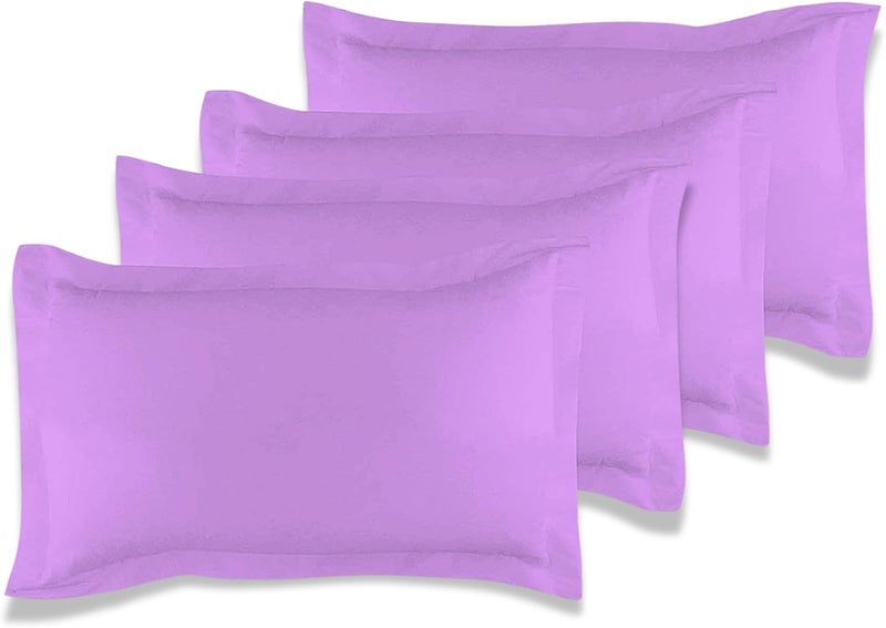 MUSA MUSA® Cotton Pillow Cover Shams - Washable Pillowcases for Sofa Cushions, Bedrooms & Dorm Decor | Hotel Quality Pillow Covers with Envelope Closure & 5cm Side Frame (4, Lavender, 50 x 70cm) - Image 1