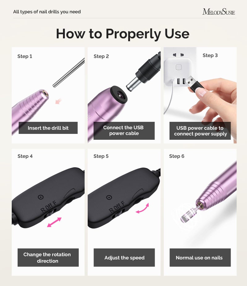 MelodySusie Pen-Shaped Portable USB Nail Drill, PC120I 20000RPM Electric Nail File with Compact Design for All Nail Care, Manicure Polishing, Shaping & Gel Removal at Home for Beginners - Image 5