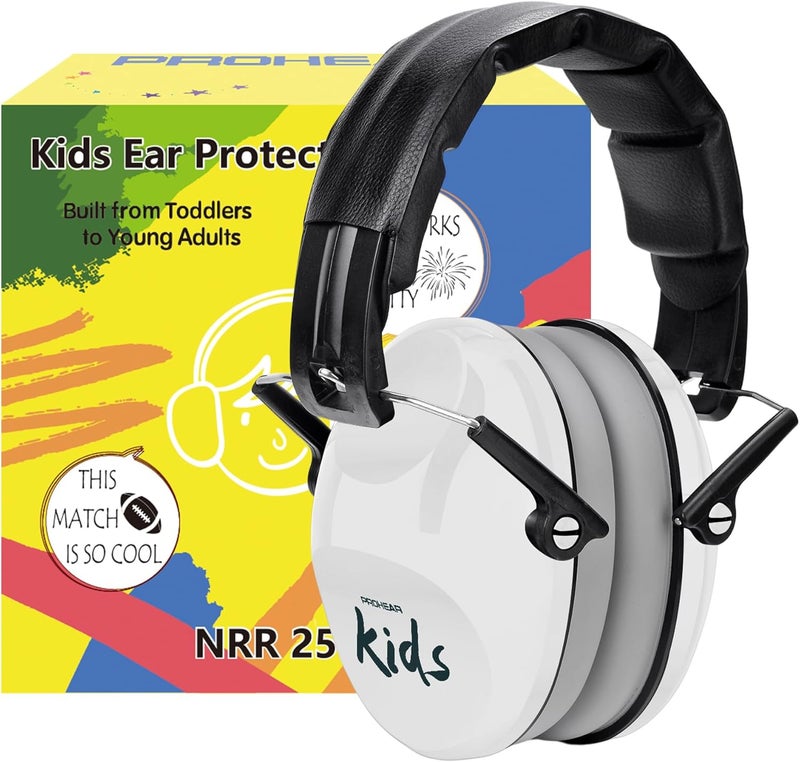 PROHEAR 032 2.0 Noise Cancelling Headphones for Kids - 25dB Noise Reduction - Adjustable Sensory Ear Protection Muffs for Concert, Fireworks, Monster Truck Shows, School - White - Image 1
