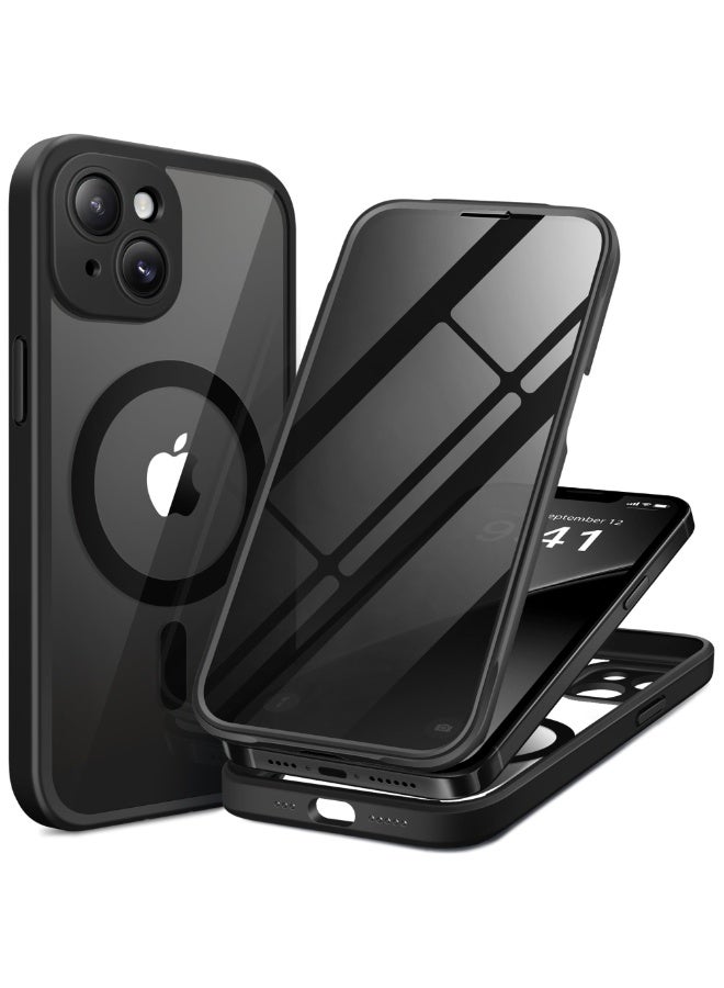 بيرفي جراب مغناطيسي لهاتف iPhone 14، متوافق مع MagSafe، واقي شاشة مدمج للخصوصية وحماية مطورة للكاميرا، جراب هاتف كامل الجسم مضاد للتجسس ومقاوم للصدمات مقاس 14 بوصة و6.1 بوصة، أسود - Image 1