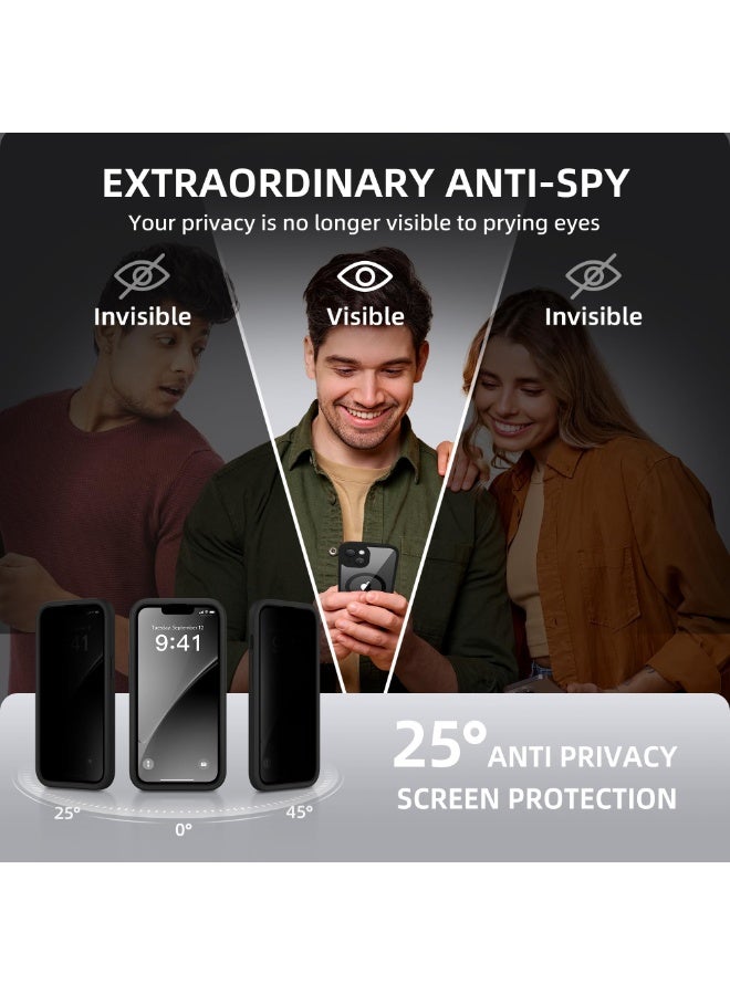بيرفي جراب مغناطيسي لهاتف iPhone 14، متوافق مع MagSafe، واقي شاشة مدمج للخصوصية وحماية مطورة للكاميرا، جراب هاتف كامل الجسم مضاد للتجسس ومقاوم للصدمات مقاس 14 بوصة و6.1 بوصة، أسود - Image 2