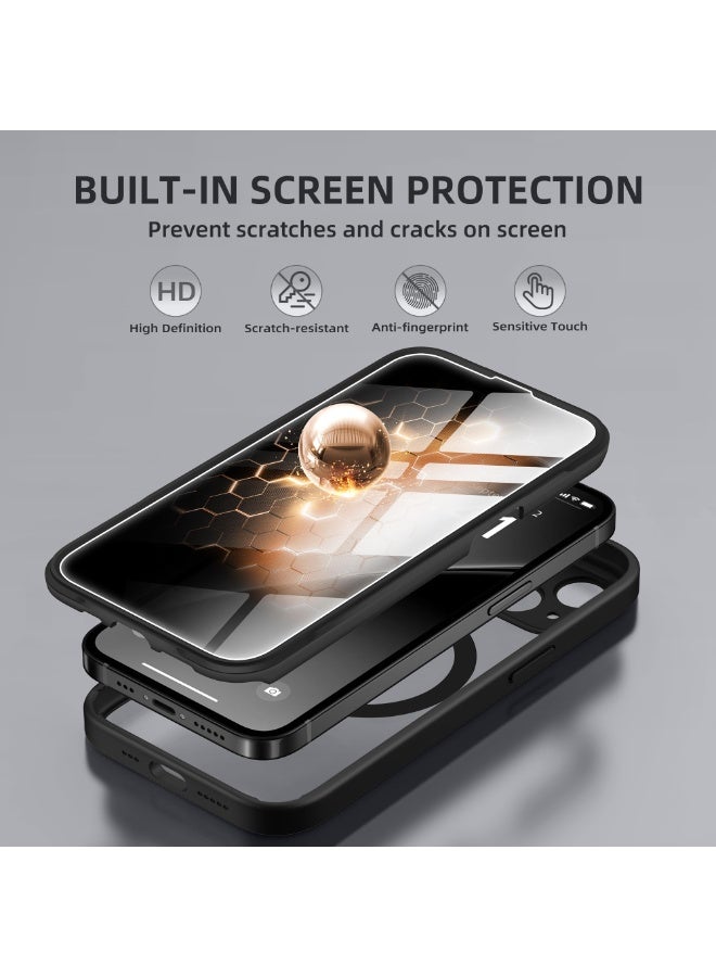 بيرفي جراب مغناطيسي لهاتف iPhone 14، متوافق مع MagSafe، واقي شاشة مدمج للخصوصية وحماية مطورة للكاميرا، جراب هاتف كامل الجسم مضاد للتجسس ومقاوم للصدمات مقاس 14 بوصة و6.1 بوصة، أسود - Image 3