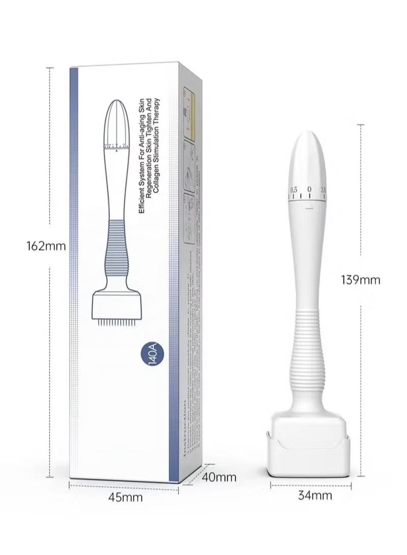 Microneedling Beauty Tool - Professional Adjustable Amazing Beauty Skinpen for Women & Men - 140-Needle Skin, Hair & Beard Care Tool for Optimal Home Use by Men & Women (White) - Image 1