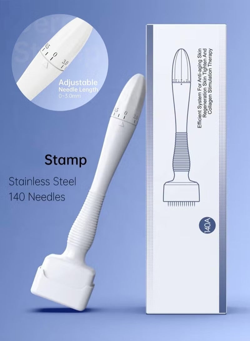 Microneedling Beauty Tool - Professional Adjustable Amazing Beauty Skinpen for Women & Men - 140-Needle Skin, Hair & Beard Care Tool for Optimal Home Use by Men & Women (White) - Image 4