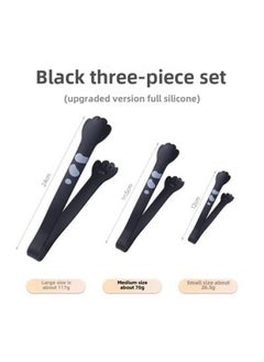 Silicone Food Clip Plastic Non-dirty Hands Snack Clip Cute Cat Claw Clip Kitchen High Temperature Food Clip Potato Chips Clip-Colour:♉♈Integrated Silicone/high Temperature Resistance (black Three-piece Set) Upgraded Model♉♈