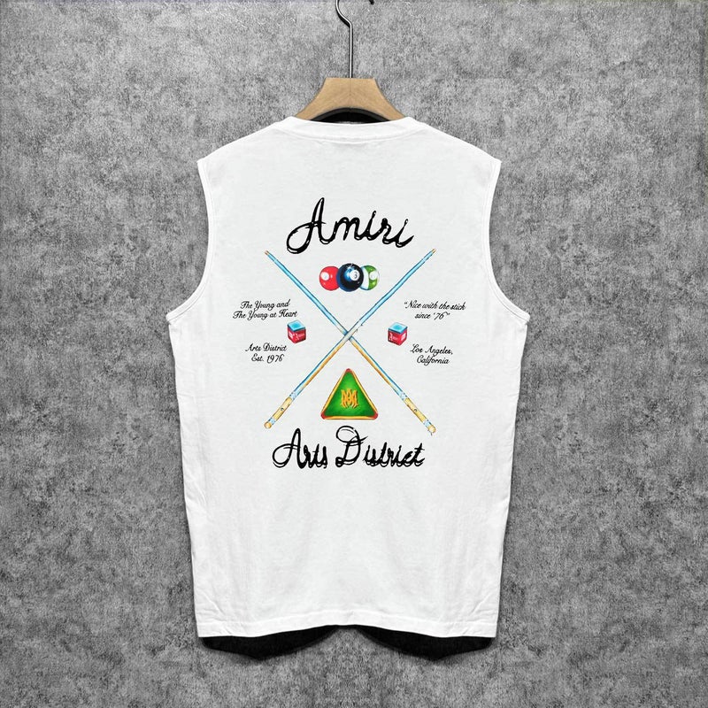 Amiri Trendy Brand Vintage American Washed Printed Waistcoat For Men And Women - Image 1