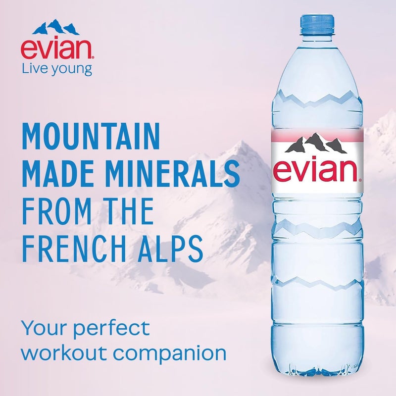 Evian مياه إيفيان المعدنية الطبيعية - 6 زجاجات سعة 1.5 لتر - Image 3